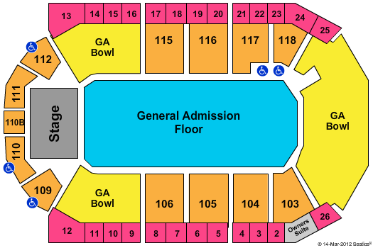 1stBank Center GA Floor - GA Bowl Seating Chart
