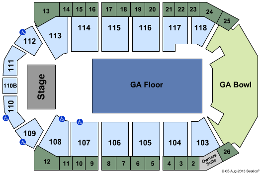 1stBank Center End Stage GA Flr GA Bowl 2 Seating Chart