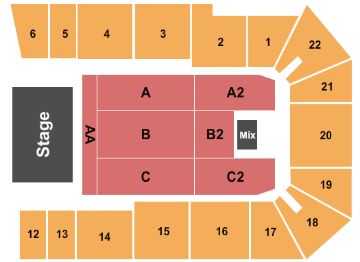 1st Summit Arena at Cambria County War Memorial Endstage - AA Front Seating Chart