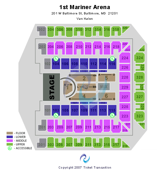 CFG Bank Arena Van Halen Seating Chart