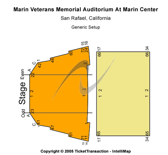 Marin Veterans Memorial Auditorium Standard Seating Chart
