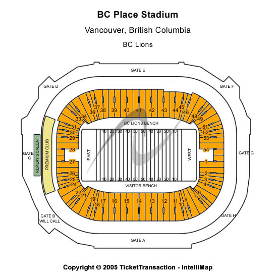 BC Place Stadium BC Lions Seating Chart