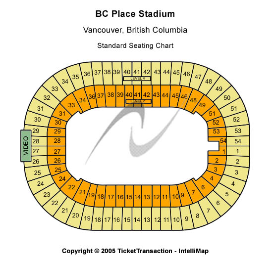 BC Place Stadium Standard Seating Chart
