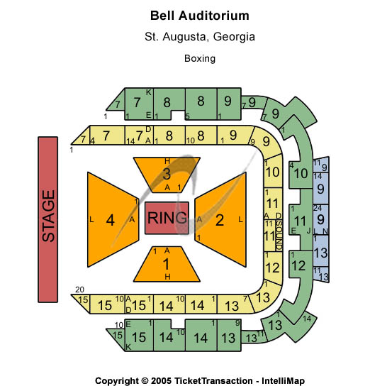 Bell Auditorium Standard Seating Chart