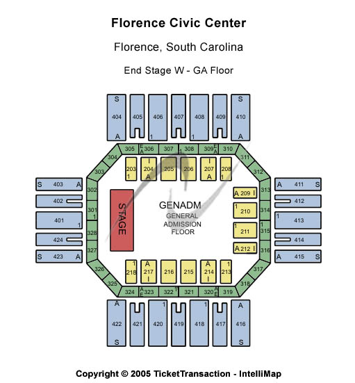 Florence Civic Center End Stage With GA Floor Seating Chart