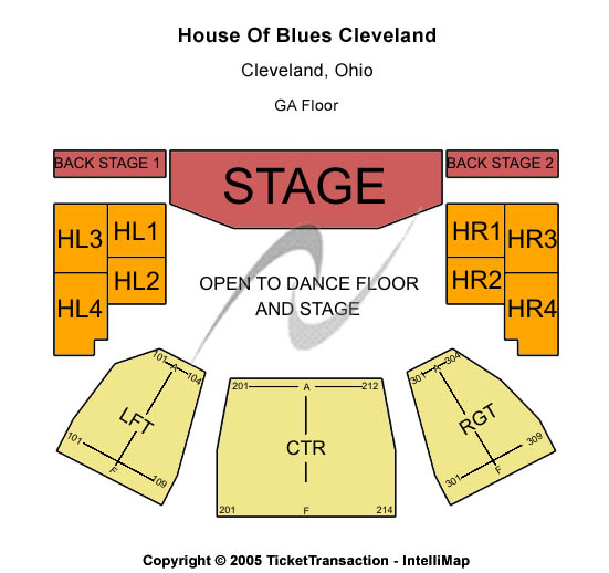 House Of Blues - Cleveland Standard Seating Chart