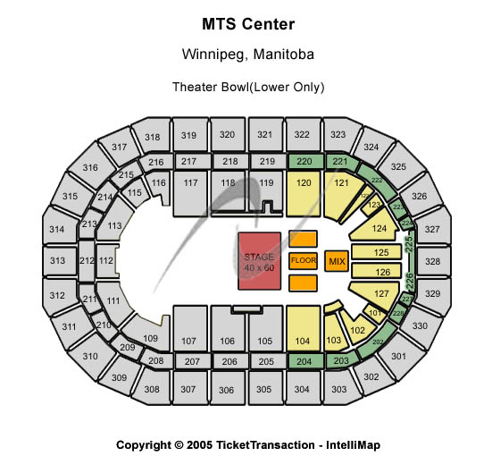 Canada Life Centre Theater Bowl (Lower Only) Seating Chart