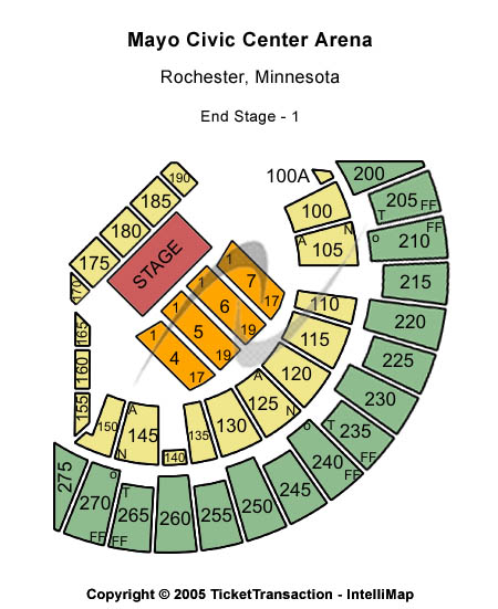 Mayo Civic Center Arena EndStage 1 Seating Chart