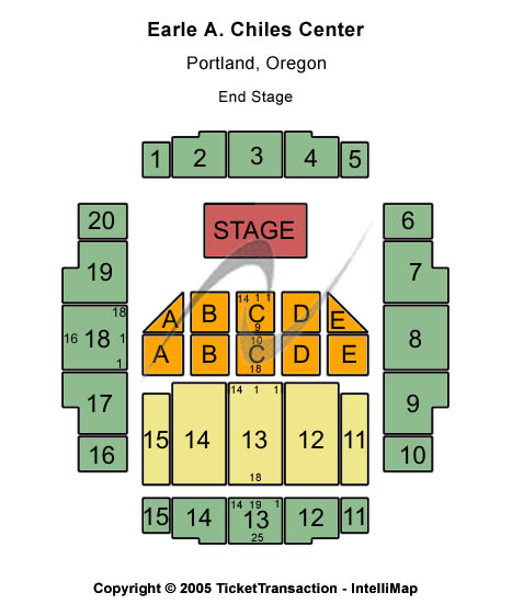 Earle A. Chiles Center Standard Seating Chart