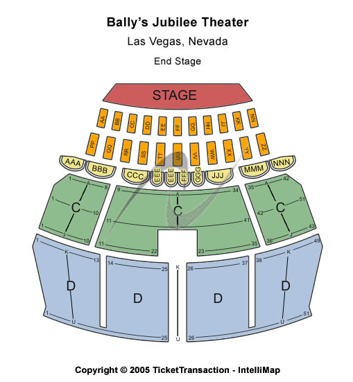 Jubilee Theater At Horseshoe Las Vegas End Stage Seating Chart