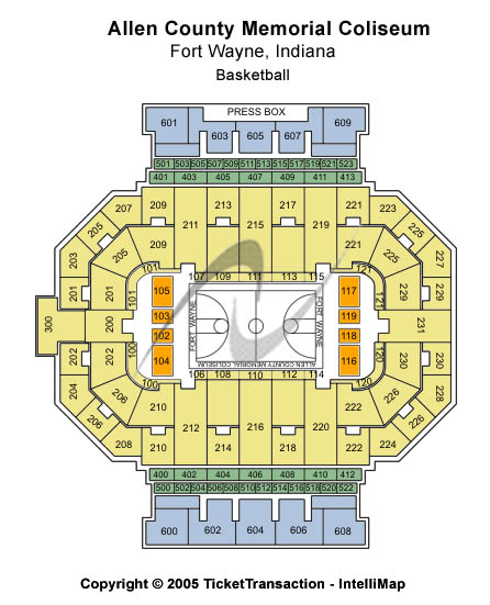 Allen County War Memorial Coliseum Basketball Seating Chart