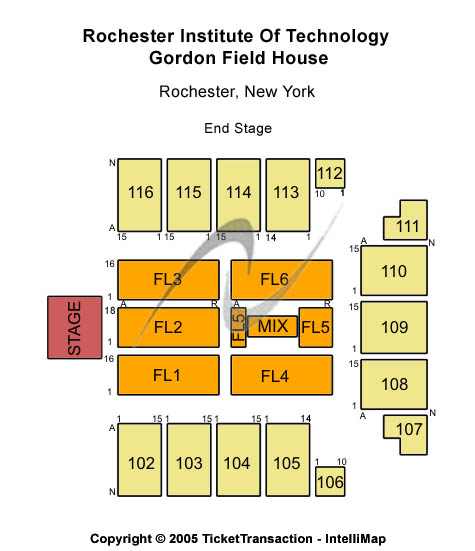 Rochester Institute Of Technology - Gordon Field House End Stage Seating Chart