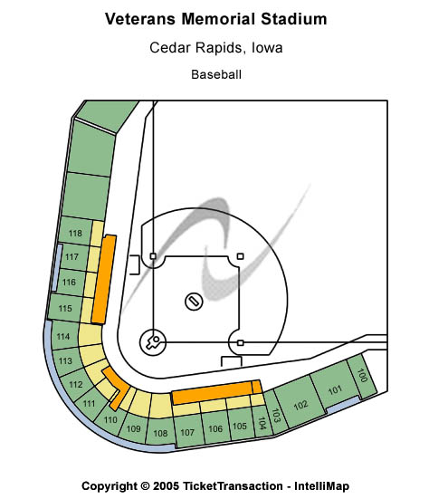 Veterans Memorial Stadium - Cedar Rapids Baseball Seating Chart