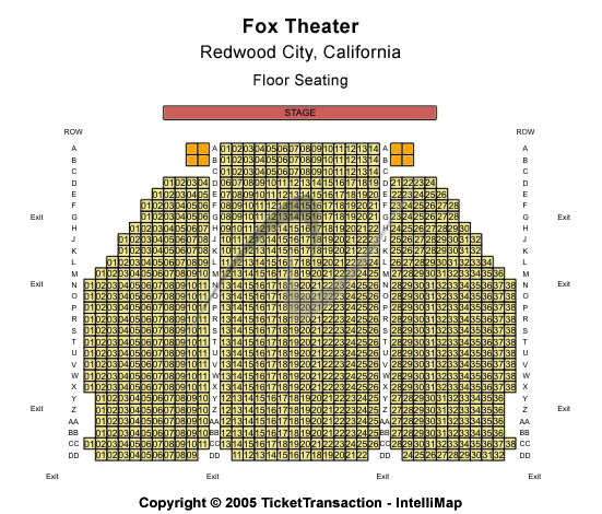 Fox Theatre - Redwood City CA Floor Seating Seating Chart