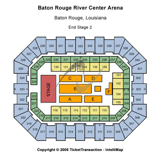 Raising Cane's River Center Arena End Stage 2 Seating Chart