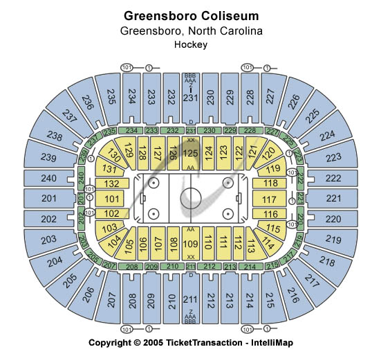 Greensboro Coliseum At Greensboro Coliseum Complex Hockey Seating Chart