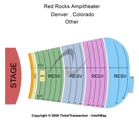 Detailed Seating Chart Red Rocks