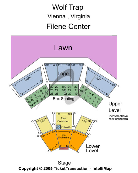 Wolf Trap National Park for the Performing Arts End Stage Seating Chart