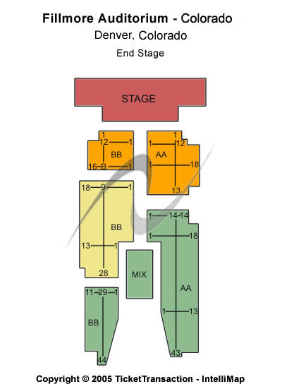 Fillmore Auditorium - Colorado End Stage Seating Chart