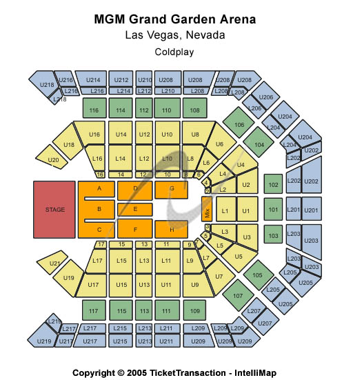 MGM Grand Garden Arena Coldplay Seating Chart