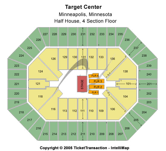 Target Center Half House 4 Section Floor Seating Chart