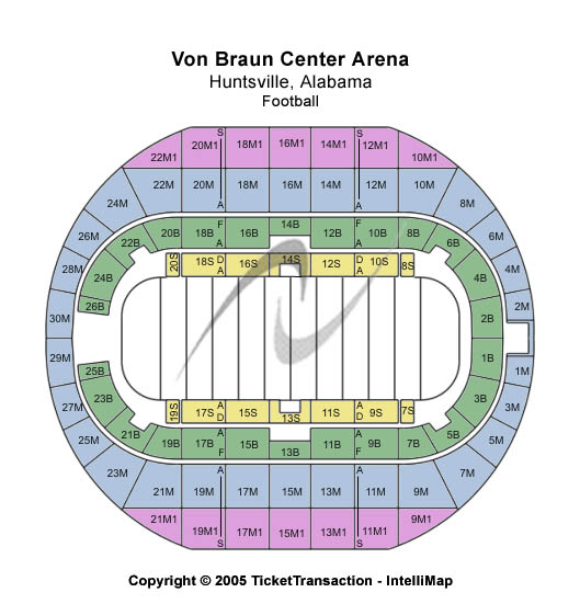 Propst Arena At the Von Braun Center Football Seating Chart