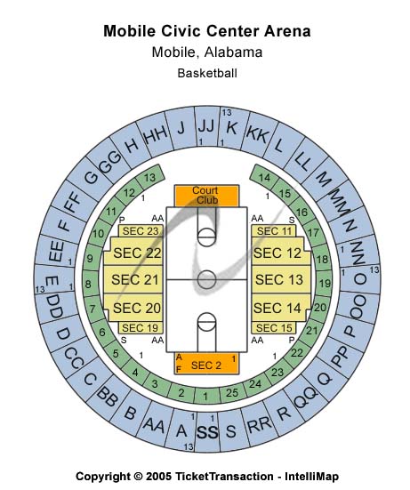 Mobile Civic Center Arena Basketball Seating Chart