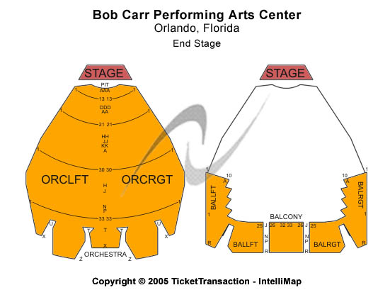 Bob Carr Theater End Stage Seating Chart