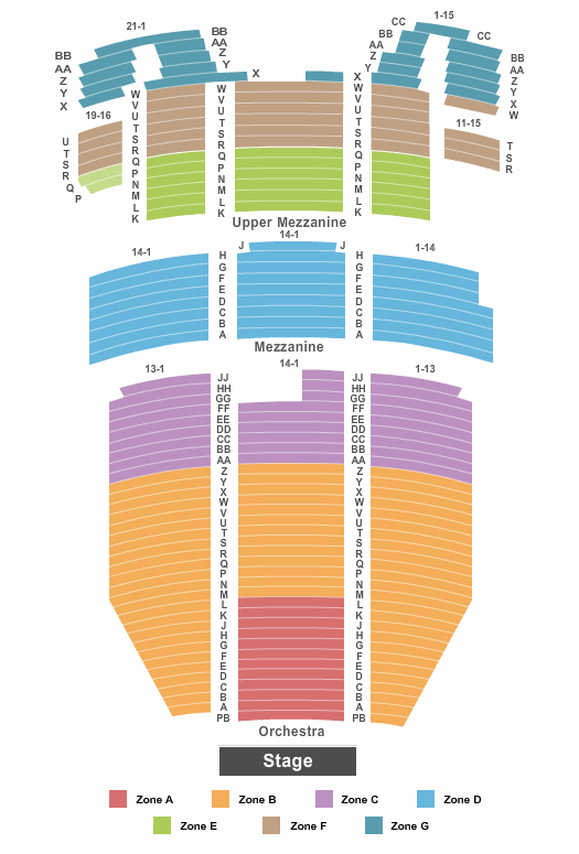 5th Avenue Theatre End Stage Zone Seating Chart