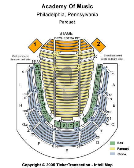 Academy Of Music - PA Center Stage Seating Chart