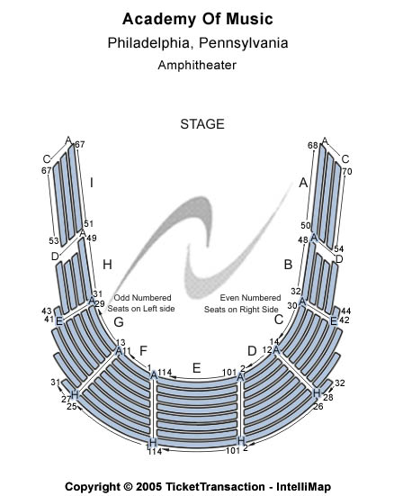 Academy Of Music - PA T-Stage Seating Chart
