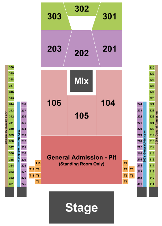 713 Music Hall Endstage GA Pit Seating Chart