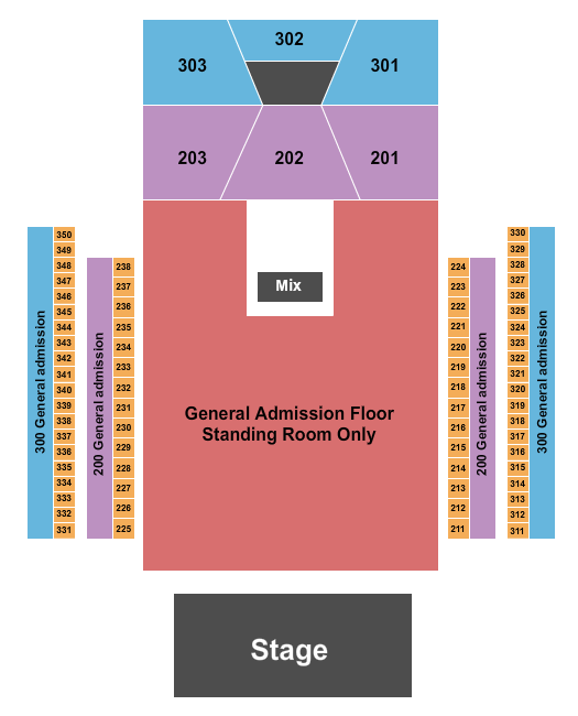 seating chart for 713 Music Hall - GA Floor/200/300 - eventticketscenter.com