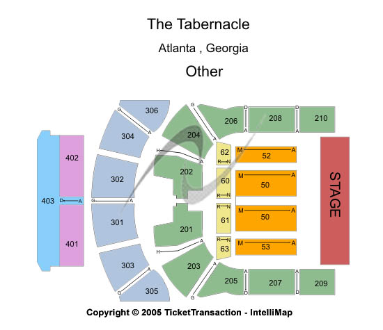 The Tabernacle - GA Standard Seating Chart