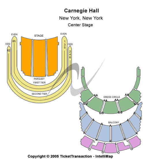Carnegie Hall - Isaac Stern Auditorium Center Stage Seating Chart
