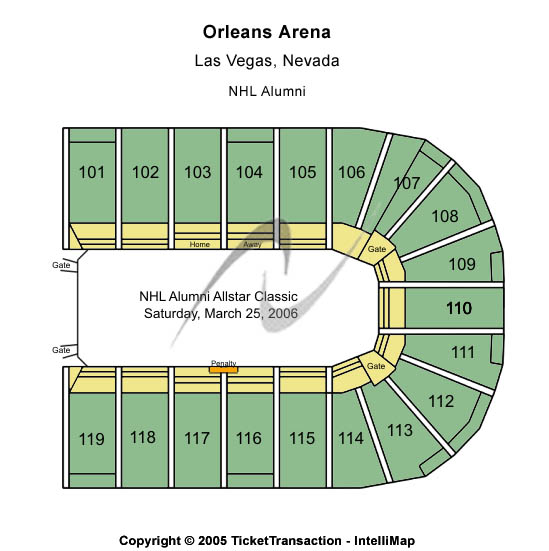 Orleans Arena - The Orleans Hotel NHL Alumni Seating Chart