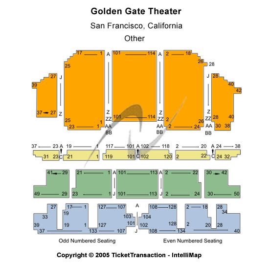 Golden Gate Theatre Other Seating Chart