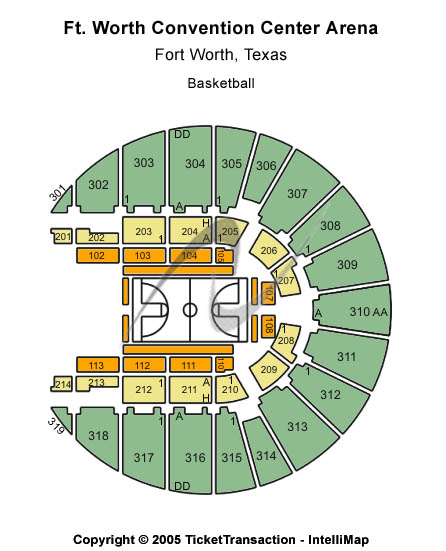 Fort Worth Convention Center Arena Basketball Seating Chart
