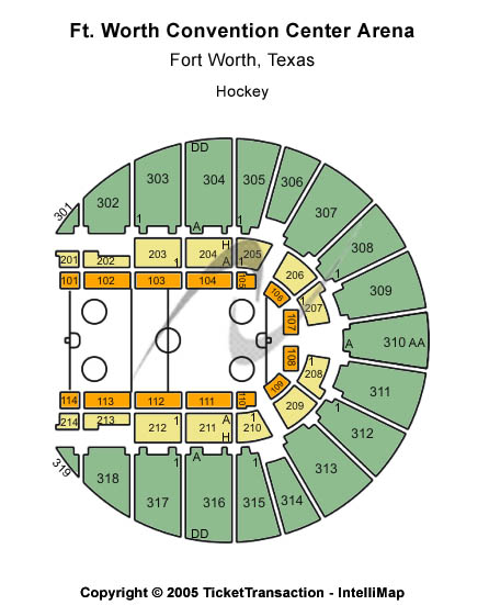Fort Worth Convention Center Arena Hockey Seating Chart