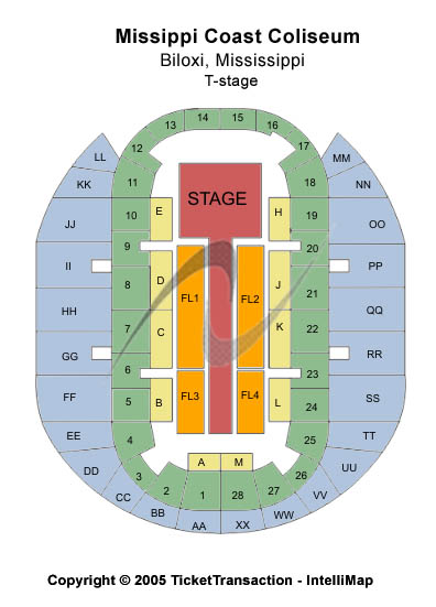Mississippi Coast Coliseum T-Stage Seating Chart