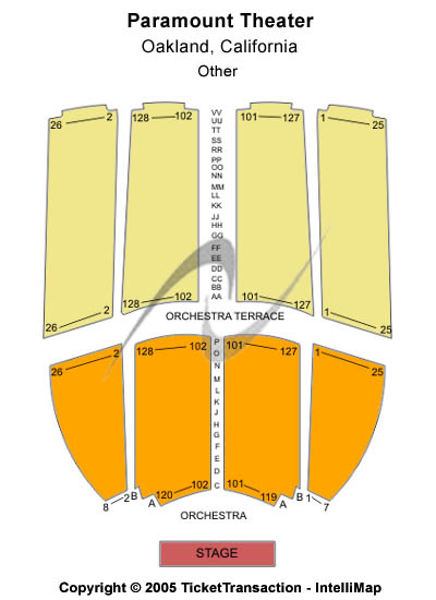 Paramount Theatre - Oakland Other Seating Chart