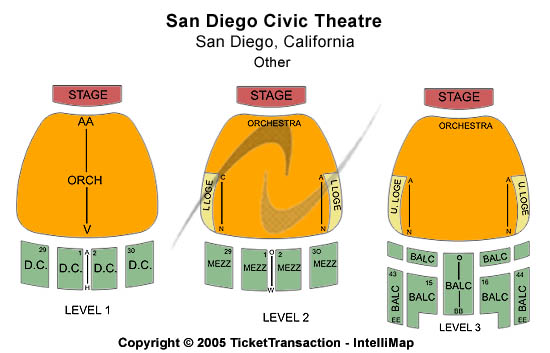 San Diego Civic Theatre Other Seating Chart