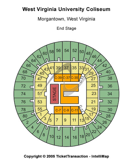 West Virginia University Coliseum End Stage Seating Chart