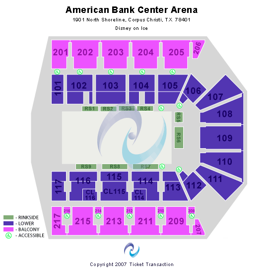 American Bank Center Disney on Ice Seating Chart