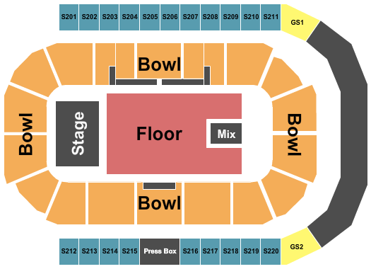 Mullett Arena GA Bowl/Floor Seating Chart