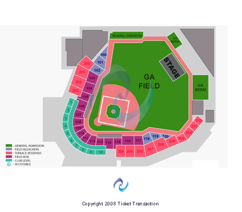 Chickasaw Field at Bricktown End Stage Seating Chart