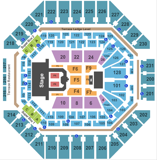 Frost Bank Center 3/4 stage Seating Chart