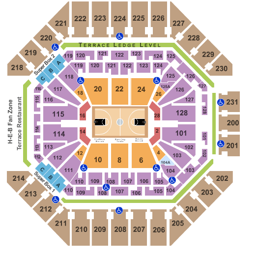 san antonio spurs seating chart at the At&t center in San Antonio, Texas