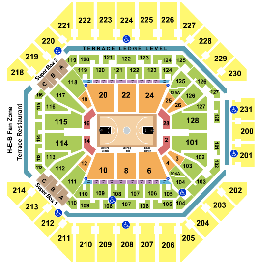 San Antonio Spurs vs Charlotte Hornets seating chart at AT&T Center in San Antonio, Texas