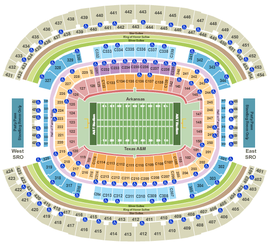 AT&T Stadium 2016 College Football - Arkansas vs. Texas A&M Seating Chart